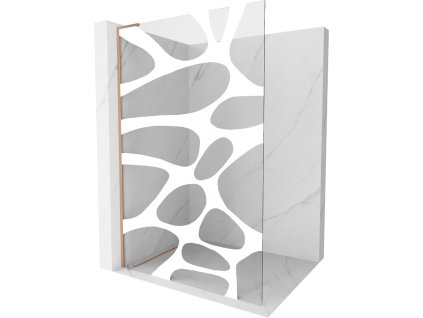 MEXEN/S - Kioto L Sprchová zástěna WALK-IN 80 x 200, bílý vzor, měď kartáčovaná - 800-080-103-65-85 800-080-103-65-97