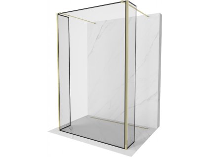 MEXEN/S - Kioto Sprchová zástěna WALK-IN volněstojící 100 x 30 x 30, černý vzor, zlatá 800-100-030-222-50-70-030
