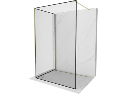 MEXEN/S - Kioto Sprchová zástěna WALK-IN 100 x 100, černý vzor, zlatá 800-100-212-50-70-100