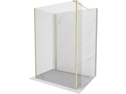 MEXEN/S - Kioto Sprchová zástěna WALK-IN 100 x 95 x 40, transparent, zlatá kartáčovaná 800-100-095-221-55-00-040