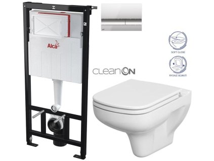 ALCA Sádromodul - předstěnový instalační systém s chromovým tlačítkem M1721 + WC CERSANIT CLEANON COLOUR + SEDÁTKO AM101/1120 M1721 CN1