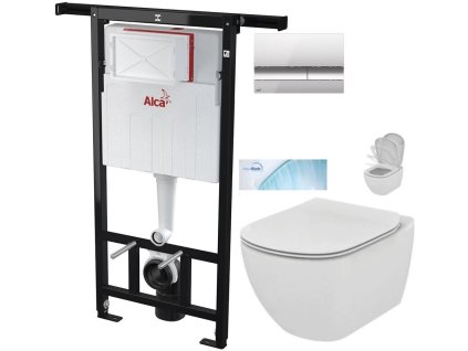 Předstěnový instalační systém s chromovým tlačítkem M1721 + WC Ideal Standard Tesi se sedátkem SoftClose, AquaBlade AM102/1120 M1721 TE1