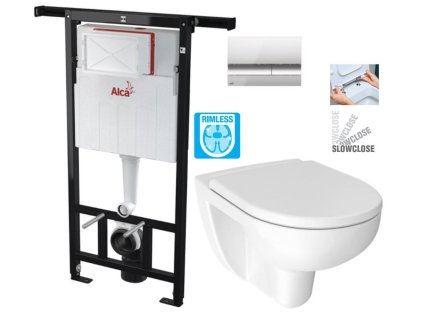 Předstěnový instalační systém s chromovým tlačítkem M1721 + WC JIKA LYRA PLUS RIMLESS + SEDÁTKO DURAPLAST SLOWCLOSE AM102/1120 M1721 LY2