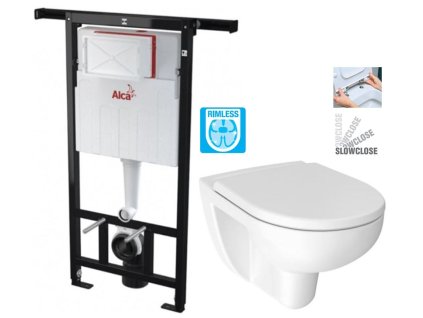 Předstěnový instalační systém bez tlačítka + WC JIKA LYRA PLUS RIMLESS + SEDÁTKO DURAPLAST SLOWCLOSE AM102/1120 X LY2