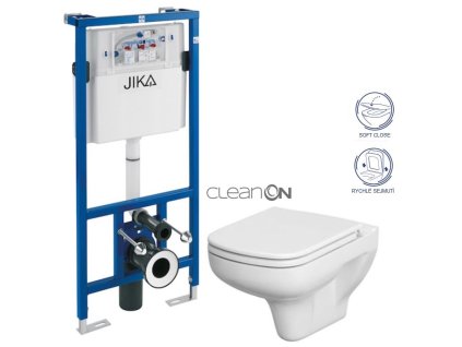 JIKA předstěnový instalační systém bez tlačítka + WC CERSANIT CLEANON COLOUR + SEDÁTKO H895652 X CN1