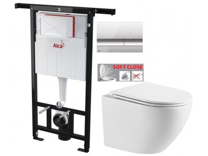 Předstěnový instalační systém s chromovým tlačítkem M1721 + WC INVENA LIMNOS WITH SOFT, včetně soft/close sedátka AM102/1120 M1721 LI1