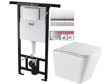 Předstěnový instalační systém s chromovým tlačítkem M1721 + WC INVENA FLORINA WITH SOFT, včetně soft/close sedátka AM102/1120 M1721 FL1