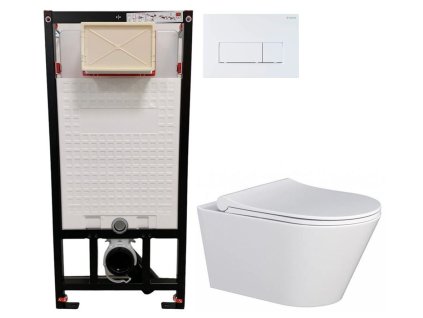 DEANTE Podomítkový rám, pro závěsné WC mísy + SLIM tlačítko bílé + WC MYJOYS MY1 + SEDÁTKO CST_WC01 A51P MY1