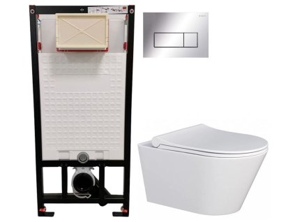 DEANTE Podomítkový rám, pro závěsné WC mísy + SLIM tlačítko chrom + WC MYJOYS MY1 + SEDÁTKO CST_WC01 051P MY1