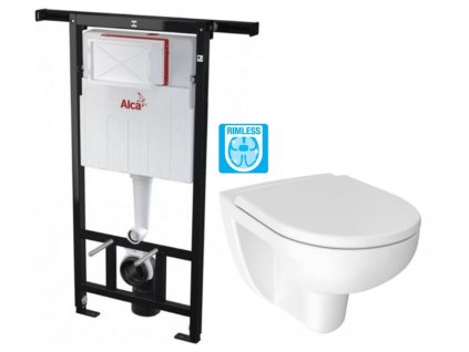 ALCA Jádromodul - předstěnový instalační systém bez tlačítka + WC JIKA LYRA PLUS RIMLESS + SEDÁTKO DURAPLAST AM102/1120 X LY1