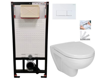 DEANTE Podomítkový rám, pro závěsné WC mísy + SLIM tlačítko bílé + WC JIKA LYRA PLUS + SEDÁTKO DURAPLAST SLOWCLOSE CST_WC01 A51P LY5