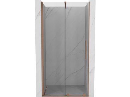 MEXEN/S - Velar posuvné sprchové dveře 90, transparent, kartáčovaná měď 871-090-000-01-65