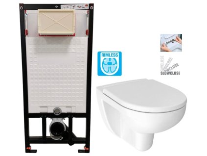 DEANTE Podomítkový rám, pro závěsné WC mísy bez tlačítka + WC JIKA LYRA PLUS RIMLESS + SEDÁTKO DURAPLAST SLOWCLOSE CST_WC01 X LY2