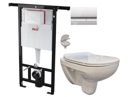 ALCA Jádromodul - předstěnový instalační systém s chromovým tlačítkem M1721 + WC bez oplachového kruhu Edge + SEDÁTKO AM102/1120 M1721 EG1
