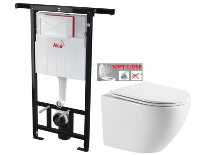 Předstěnový instalační systém bez tlačítka + WC INVENA LIMNOS WITH SOFT, včetně soft/close sedátka AM102/1120 X LI1