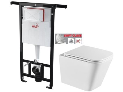 Předstěnový instalační systém bez tlačítka + WC INVENA FLORINA WITH SOFT, včetně soft/close sedátka AM102/1120 X FL1