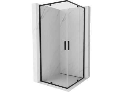 MEXEN/S - Exo čtvercový křídlový sprchový kout 90 x 90, transparent, černá 8110-090-090-70-00