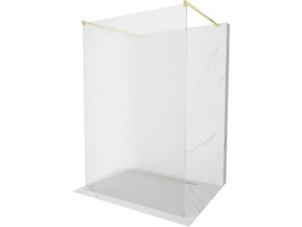 MEXEN/S - Kioto samostatně stojící sprchová zástěna 110 x 200, proužky 8 mm, zlatá kartáčovaná 800-110-002-55-09