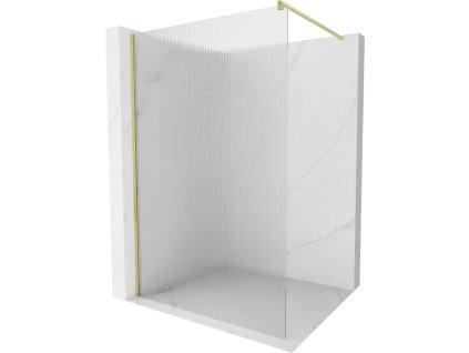 MEXEN/S - Kioto Sprchová zástěna WALK-IN 100 x 200, proužky 8 mm, zlatá kartáčovaná 800-100-101-55-09