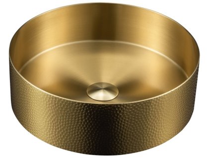 SAPHO - AURUM nerezové umyvadlo na desku, průměr 38 cm, včetně výpusti, tepané, zlato mat AU201-T