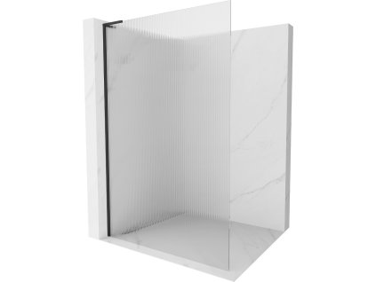 MEXEN/S - Kioto L Sprchová zástěna WALK-IN 100 x 200, proužky, černá 800-100-103-70-09