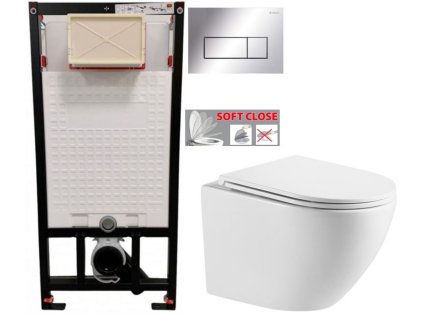 DEANTE Podomítkový rám, pro závěsné WC mísy + SLIM tlačítko chrom + WC INVENA LIMNOS WITH SOFT, včetně soft/close sedátka CST_WC01 051P LI1