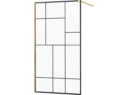 MEXEN/S - KIOTO Sprchová zástěna WALK-IN 110x200 cm 8 mm, zlatá, černý vzor 2 800-110-101-50-78
