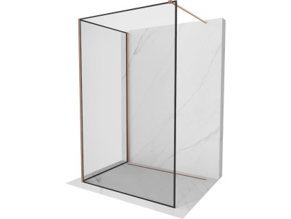MEXEN/S - Kioto Sprchová zástěna WALK-IN 90 x 80, černý vzor, měď kartáčovaná 800-090-212-65-70-080