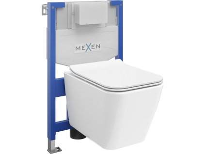 MEXEN/S - WC předstěnová instalační sada Fenix XS-F s mísou WC Cube sedátko softclose, bílá 68030924000