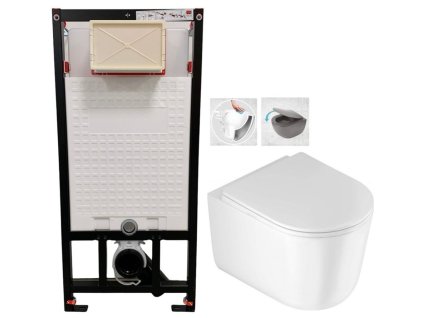 DEANTE Podomítkový rám, pro závěsné WC mísy bez tlačítka + WC DEANTE Jasmin se sedátkem RIMLESS CST_WC01 X JA1