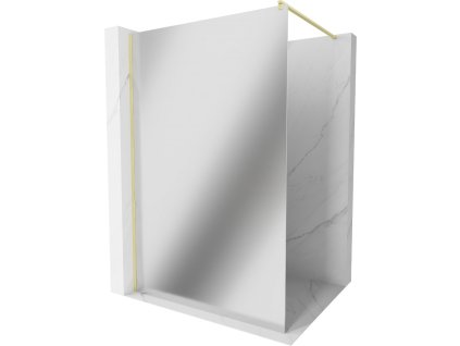 MEXEN/S - Kioto Sprchová zástěna WALK-IN 70 x 200, zrcadlové 8 mm, zlatá kartáčovaná 800-070-101-55-50