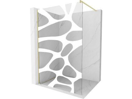 MEXEN/S - Kioto Sprchová zástěna Walk-in 110 x 200, bílý vzor 8 mm, zlatá kartáčovaná 800-110-101-55-97
