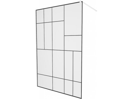 MEXEN/S - KIOTO Sprchová zástěna WALK-IN 110 x 200, transparent/černý vzor 8 mm, bílá 800-110-101-20-78