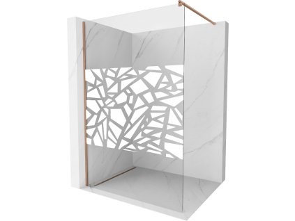 MEXEN/S - Kioto Sprchová zástěna Walk-in 100 x 200, bílý vzor 8 mm, měď kartáčovaná 800-100-101-65-85