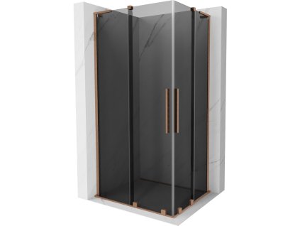 MEXEN/S - Velar L Duo sprchový kout, posuvné dveře 100 x 90, grafit, měď kartáčovaná 871-100-090-02-43-65