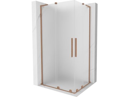 MEXEN/S - Velar L Duo sprchový kout, posuvné dveře 90 x 80, dekor, měď kartáčovaná 871-090-080-02-33-65