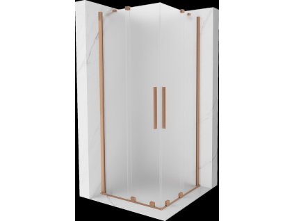MEXEN/S - Velar Duo sprchový kout, posuvné dveře 100 x 100, dekor, měď kartáčovaná 871-100-100-32-65