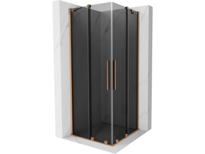 MEXEN/S - Velar Duo sprchový kout, posuvné dveře 100 x 100, grafit, měď kartáčovaná 871-100-100-42-65