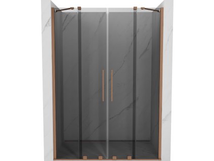 MEXEN/S - Velar Duo posuvné sprchové dveře 140, grafit, měď kartáčovaná 871-140-000-42-65