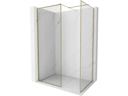 MEXEN/S - Kioto-F Sprchová zástěna WALK-IN s rámem 130 x 70, transparent 8 mm, zlato 800-130-202-04-50-070