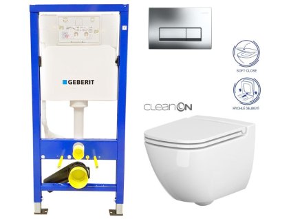GEBERIT DuofixBasic s chromovým tlačítkem DELTA51 + WC CERSANIT CLEANON CASPIA + SEDÁTKO 458.103.00.1 CP1