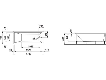 LAUFEN PRO - vana do levého rohu s čelním panelem, model pravý, Bílá (H230956) (Provedení standardní provedení)