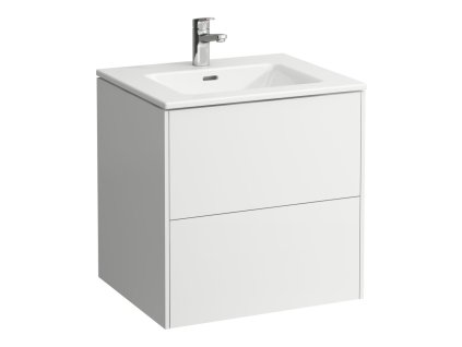 LAUFEN PRO S - umyvadlo 'slim' se skříňkou 600 mm, se 2 zásuvkami, vč. dělícího systému do zásuvek, H8649602601041, 1 otvor pro baterii, středový