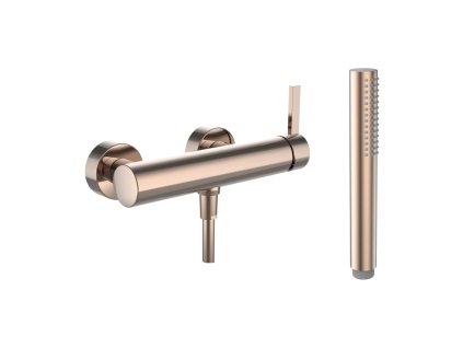 Kartell LAUFEN - sprchová nástěnná páková baterie, průtok 9,5 l/min - měřeno u ruční sprchy, včetně syntetické sprchové hadice 1800 mm a ruční sprchy Twinstick, PVD zlatorůžová, H3313370821411