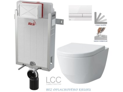 ALCADRAIN Renovmodul - předstěnový instalační systém s bílým tlačítkem M1710 + WC LAUFEN PRO LCC RIMLESS + SEDÁTKO AM115/1000 M1710 LP2