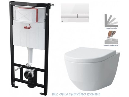 ALCADRAIN Sádromodul - předstěnový instalační systém s bílým tlačítkem M1710 + WC LAUFEN PRO RIMLESS + SEDÁTKO AM101/1120 M1710 LP1