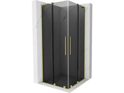 MEXEN/S - Velar L Duo sprchový kout, posuvné dveře 80 x 80, grafit, zlato kartáčovaná 871-080-080-02-43-55
