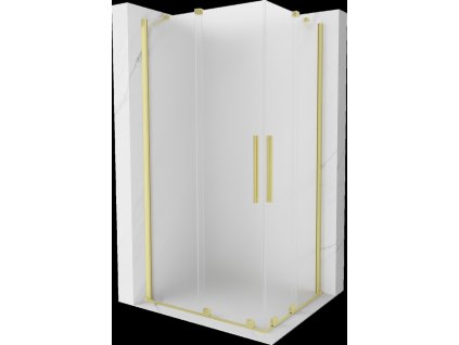 MEXEN/S - Velar Duo sprchový kout, posuvné dveře 100 x 90, dekor, zlato kartáčovaná 871-100-090-32-55