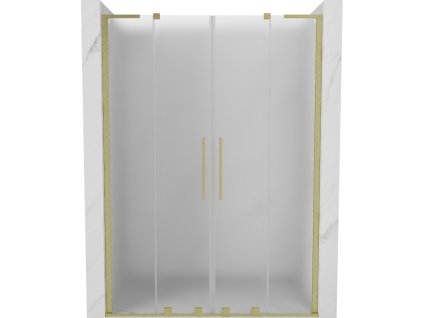 MEXEN/S - Velar L Duo posuvné sprchové dveře 140, dekor, zlatá kartáčovaná 871-140-003-32-55