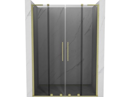 MEXEN/S - Velar L Duo posuvné sprchové dveře 140, grafit, zlatá kartáčovaná 871-140-003-42-55